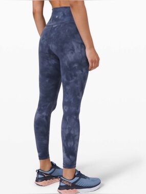 Lululemon Wunder Train High-Rise Tight 25" Diamond Dye Naval Blue Sz 10